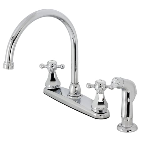 Kingston Brass KB4721BXSP Two-Handle Centerset Kitchen Faucet with Side Sprayer, Polished Chrome KB4721BXSP